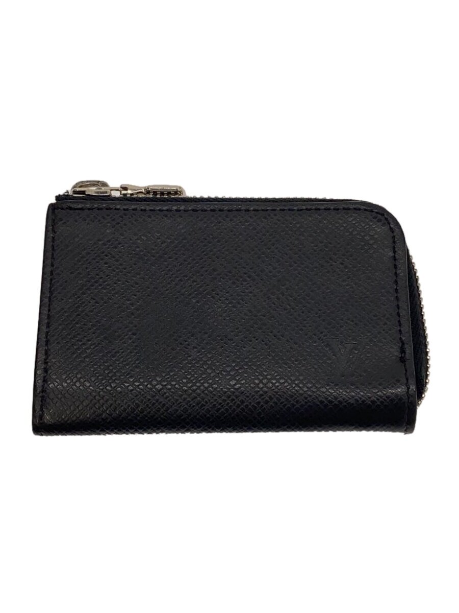 【中古】LOUIS VUITTON◆ポルト・モネ・ジュール_タイガ_BLK/レザー/BLK/レディース【服飾雑貨他】