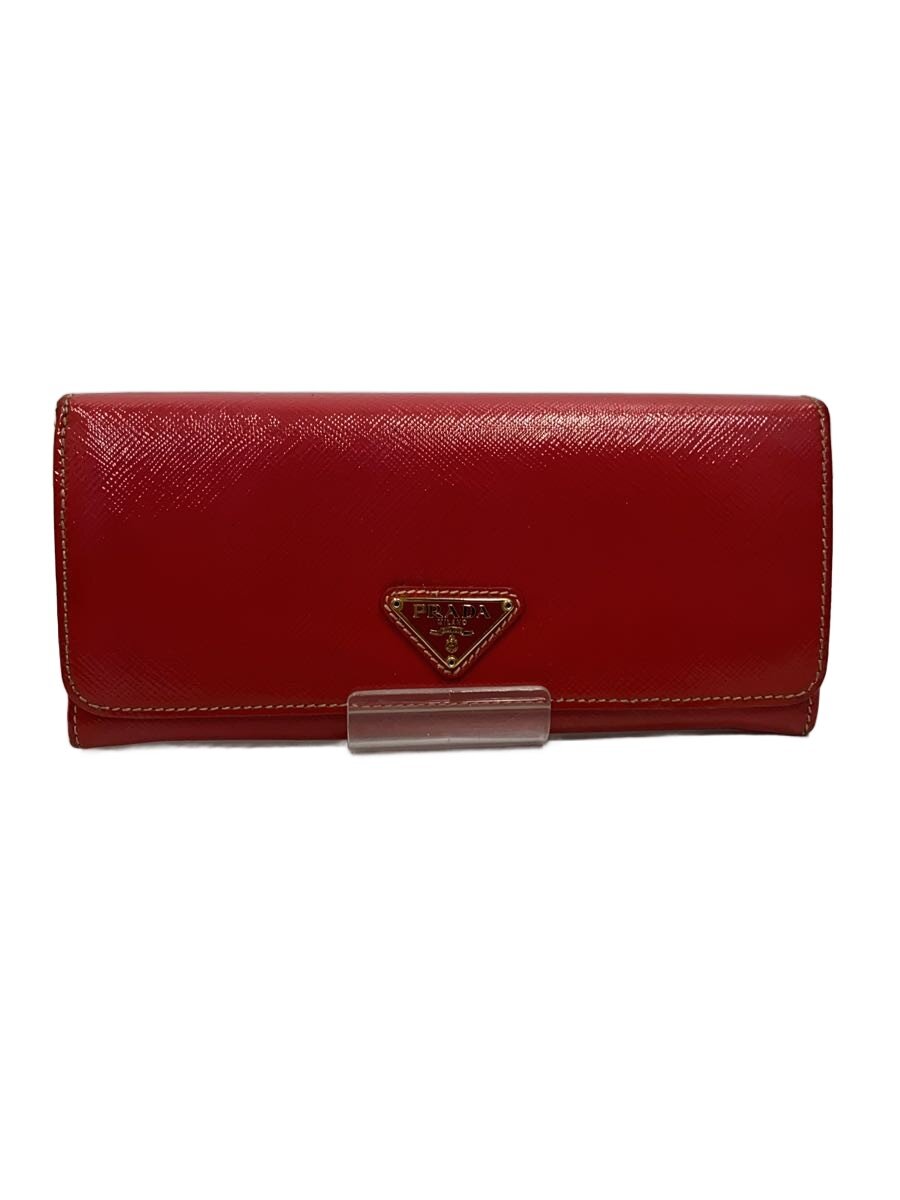 【中古】PRADA◆長財布/--/RED/無地/レ�