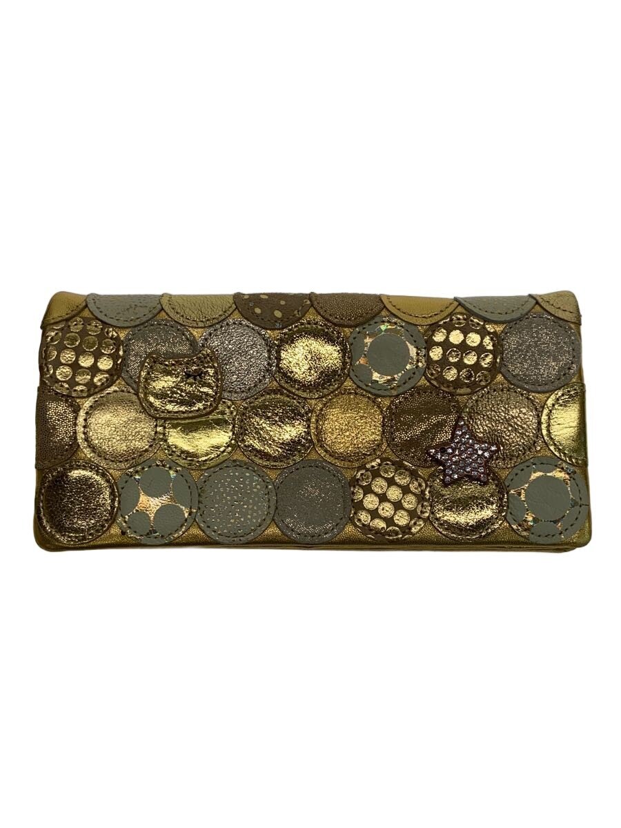 【中古】TSUMORI CHISATO◆長財布/レザー/GLD/総柄/レディース/57092-14/馬革/羊革/山羊革/ゴールド【服飾雑貨他】