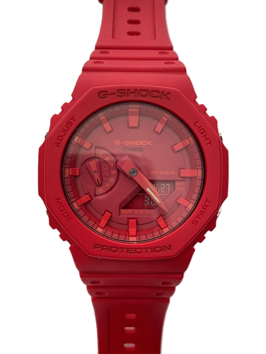 【中古】CASIO◆クォーツ腕時計/デジタル/--/RED/RED/GA-2100【服飾雑貨他】