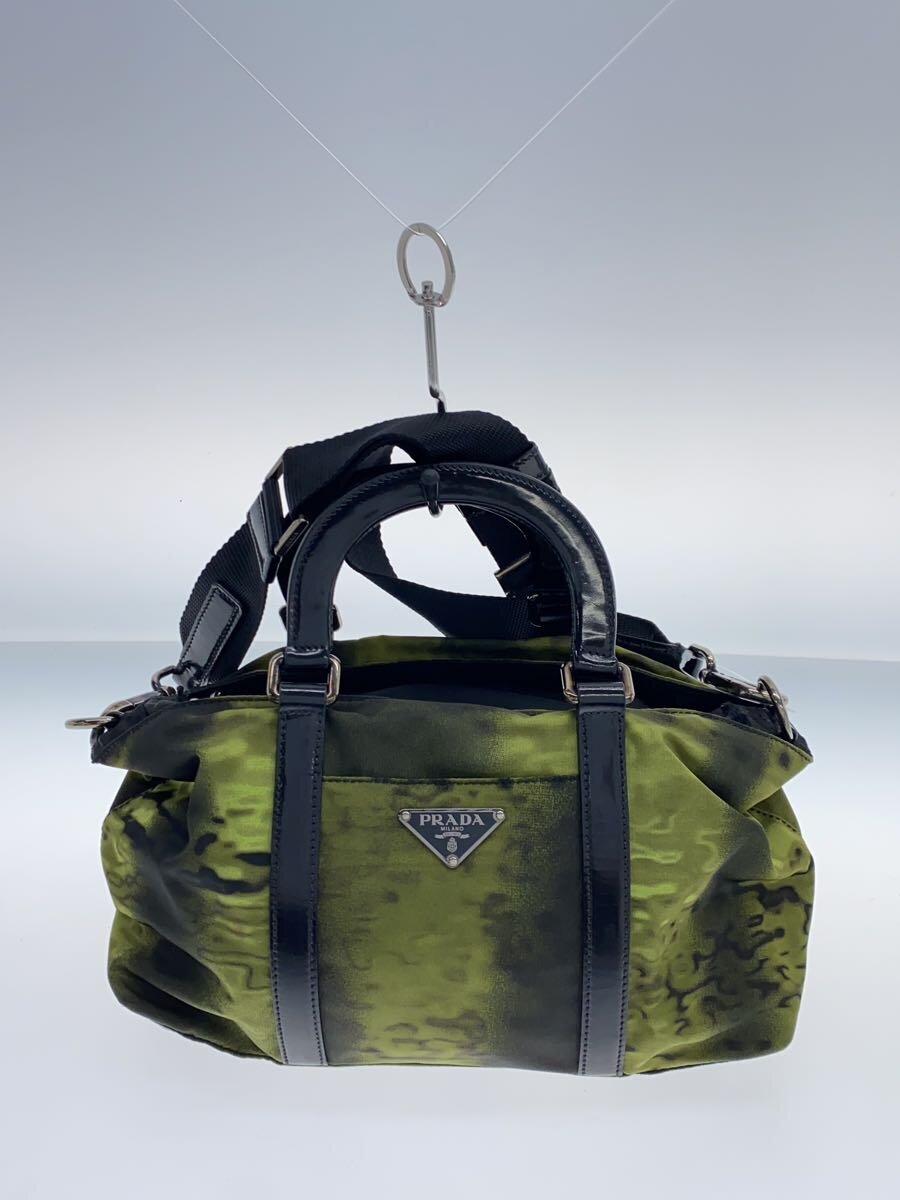 PRADA - 【中古】PRADA◆キズ有/2WAY/ハンドバッグ/PVC/グリーン/総柄//【バッグ】