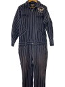 【中古】VANSON◆オールインワン/L/コットン/BLK/ストライプ【メンズウェア】
