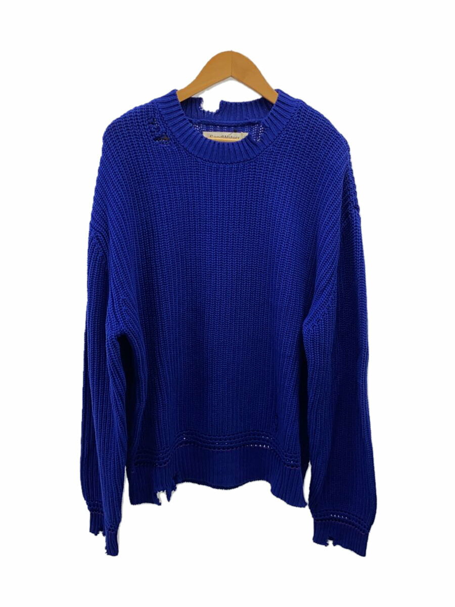 【中古】SandWaterr◆ニット・セーター(厚手)/3/コットン/BLU/無地/SW-K0101【メンズウェア】