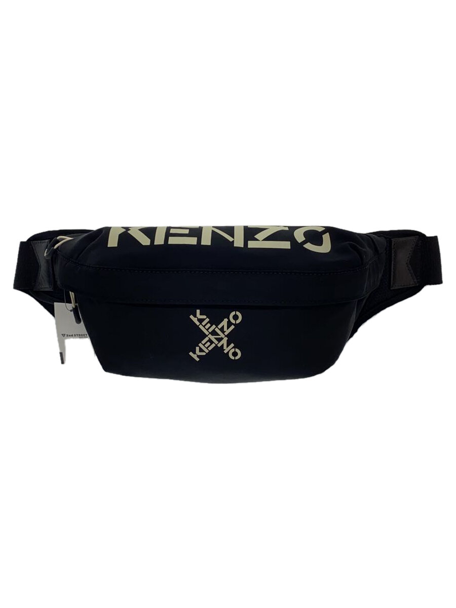 【中古】KENZO◆ウエストバッグ/ポリエステル/BLK/無地/クロスロゴ【バッグ】