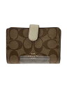 【中古】COACH◆2つ折り財布/キャンバス/BEG/レディース/F23553/反り【服飾雑貨他】