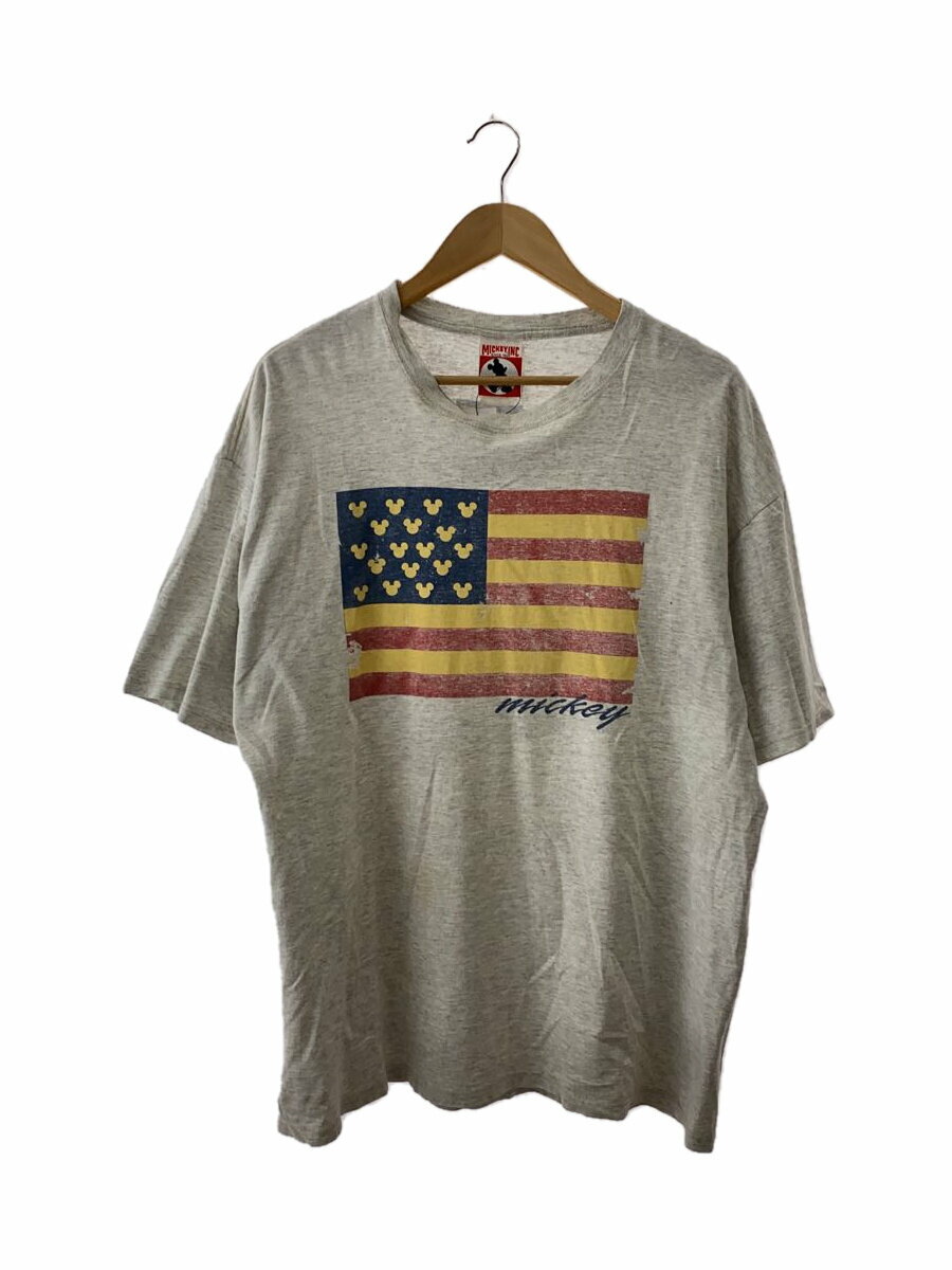 【中古】Disney VINTAGE◆Tシャツ/L/コットン/グレー/無地【メンズウェア】