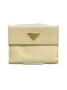 【中古】PRADA◆サフィアーノ/三角ロゴプレート/2つ折り財布/レザー/WHT/レディース【服飾雑貨他】