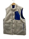 【中古】patagonia◆フリースベスト/--/ナイロン/ネイビー/無地/STY27588FA21/リバーシブル/クリーム【メンズウェア】