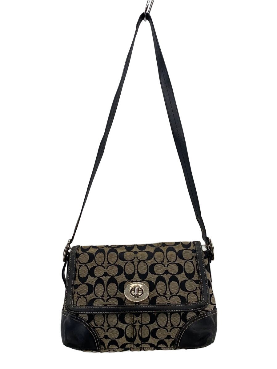 COACH - 【中古】COACH◆ショルダーバッグ/レザー/BLK/無地【バッグ】