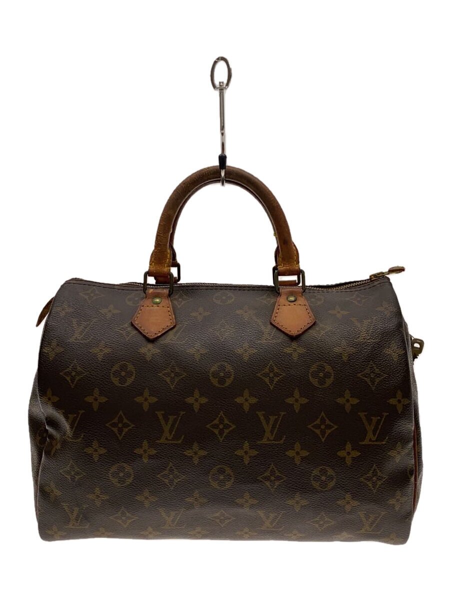 LOUIS VUITTON - 【中古】LOUIS VUITTON◆1)スピーディ30_モノグラム・キャンバス_BRW/PVC/BRW/ジッパープル レザー箇所破損【バッグ】