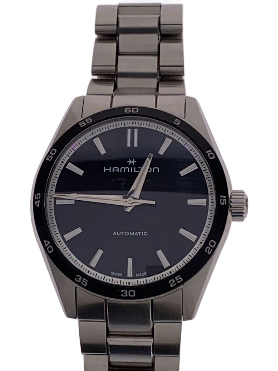 【中古】HAMILTON◆ジャズマスターパフォーマーオート/自動巻腕時計/アナログ/ステンレス/BLK/SLV/H362050//【服飾雑貨他】