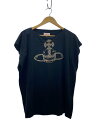 【中古】Vivienne Westwood RED LABEL◆ドルマン/オーブプリント/カットソー/2/コットン/ブラック/16-01-361028【レディースウェア】