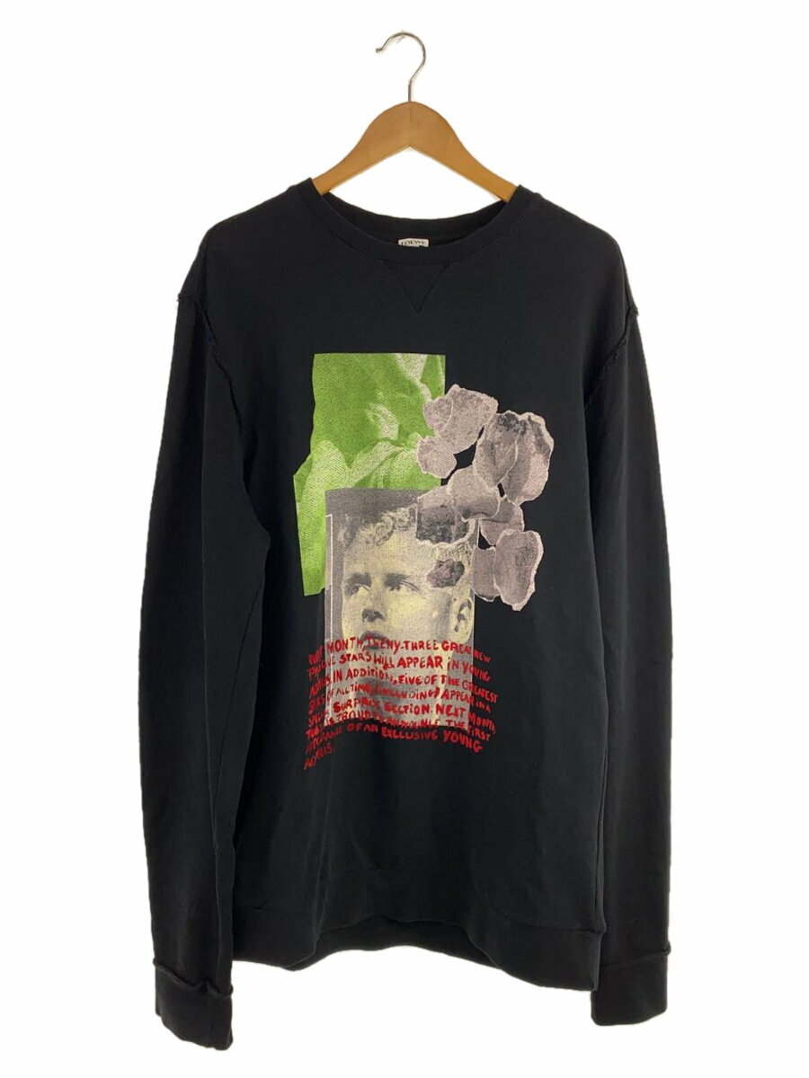 【中古】LOEWE◆17AW/アドニスプリントスウェットシャツ/S/コットン/BLK/17150452107【メンズウェア】