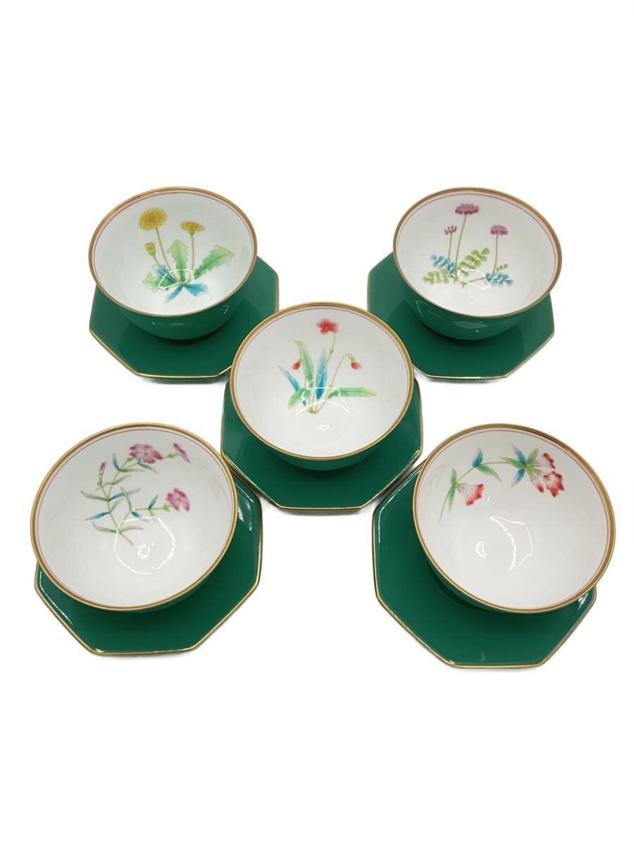 【中古】香蘭社◆つごもり草花/湯呑/カップ&ソーサー/5点セット/GRN//【キッチン用品】