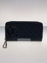 【中古】CHANEL◆カンボンロングウォレット/長財布/レザー/ブラック/無地/レディース/シャネル【服飾雑貨他】