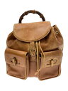 【中古】GUCCI◆リュックサック_バンブー/レザー/BRW/無地【バッグ】