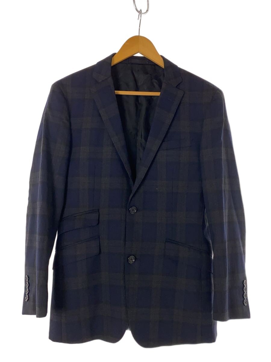 【中古】BURBERRY BLACK LABEL◆テーラードジャケット/S/ウール/NVY/チェック//【メンズウェア】