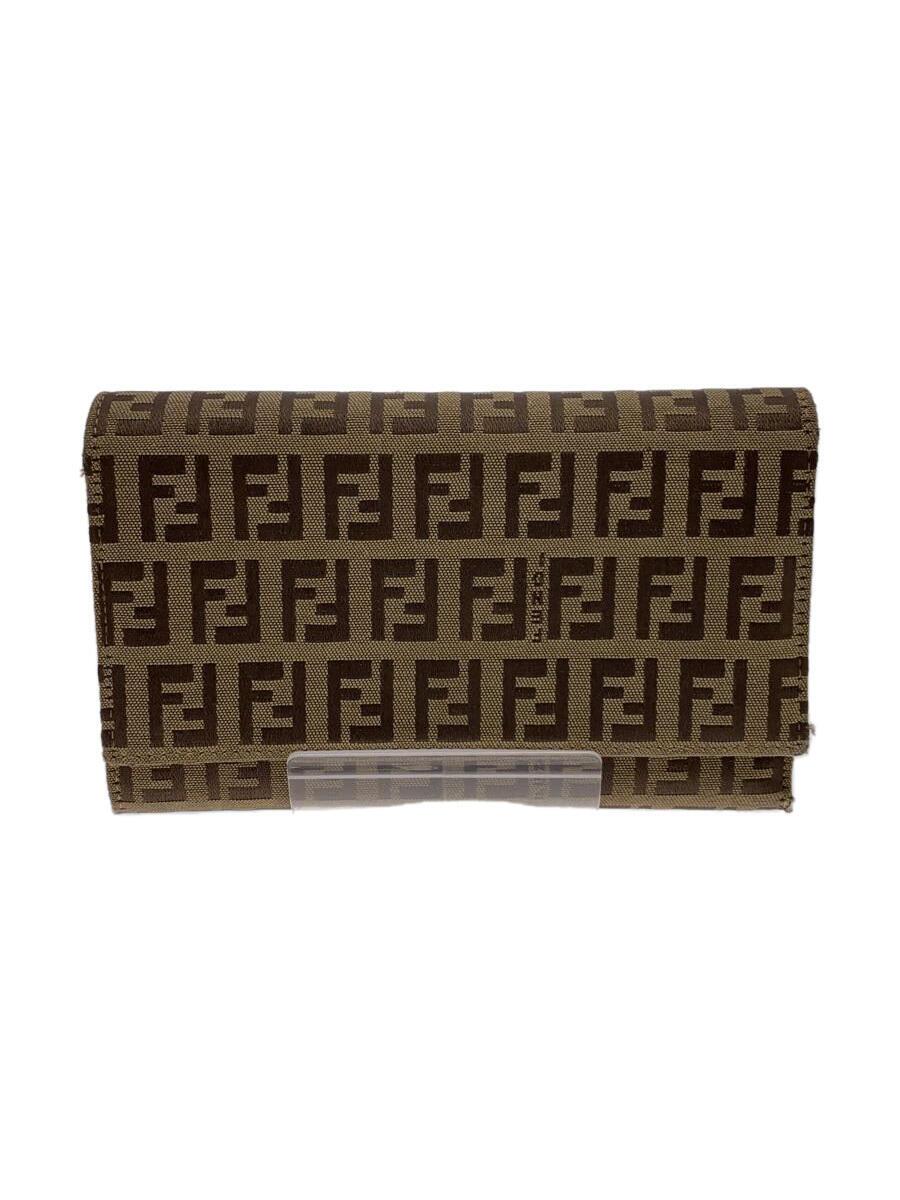 【中古】FENDI◆長財布/キャンバス/BEG/総柄/レディース【服飾雑貨他】