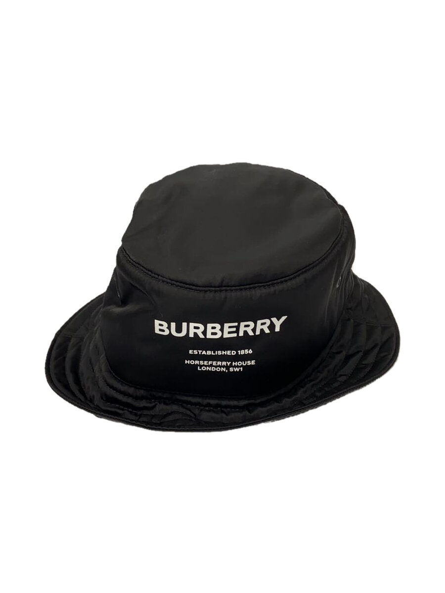 【中古】BURBERRY◆バケットハット/S/ナイロン/BLK/レディース/ホースフェリープリント/【服飾雑貨他】
