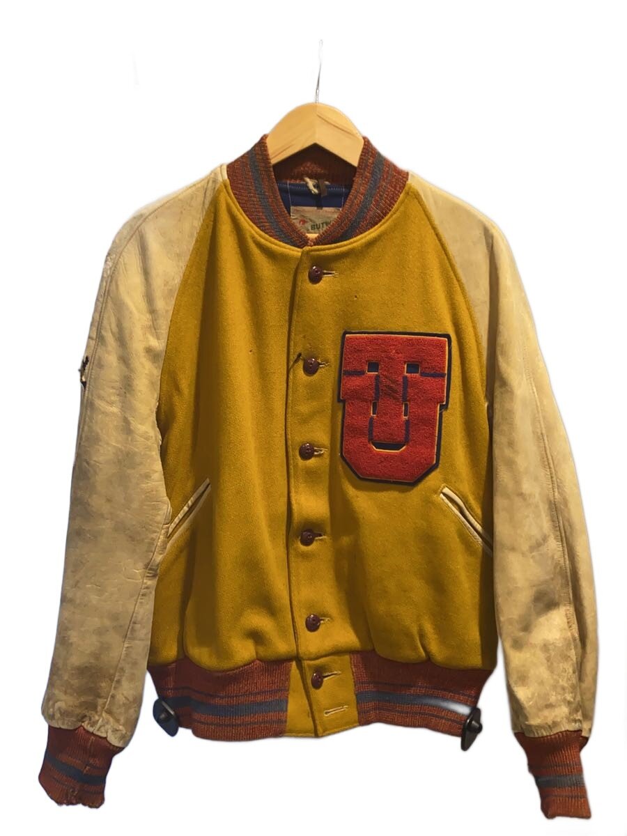 BUTWIN◆Vintage/50s/Lettered Jacket/ボタスタ/スタジャン/SIZE:--/マスタードイエロー