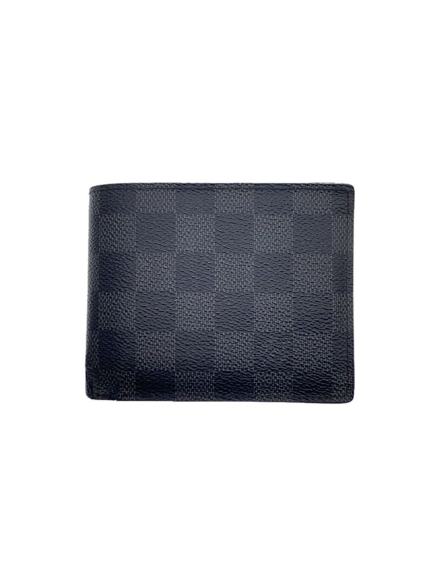 【中古】LOUIS VUITTON◆2)ポルト・フォイユ・マルコNM_ダミエ・グラフィット_BLK/PVC/BLK/メンズ【服飾雑貨他】