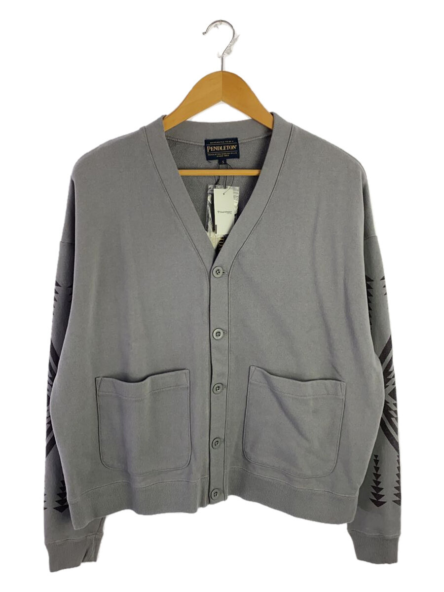 【中古】PENDLETON◆カーディガン(薄手)/S/コットン/GRY/プリント/2475-9206//【メンズウェア】