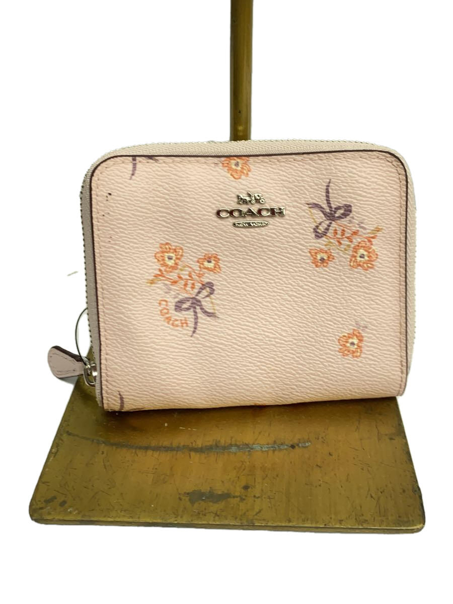 【中古】COACH◆2つ折り財布/--/BEG/花