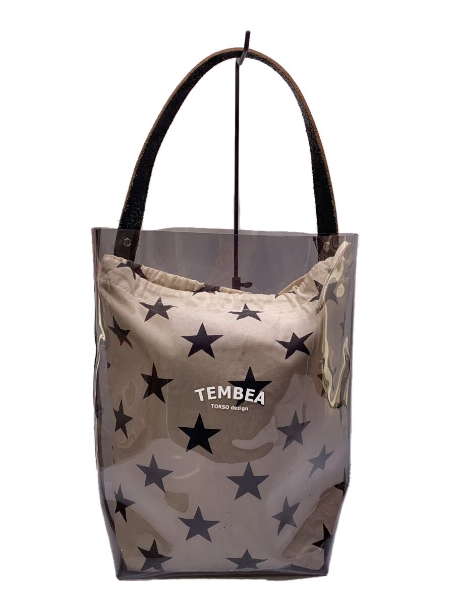 【中古】TEMBEA◆トートバッグ/PVC/GRY/総柄/JS別注/星柄/デリバリートート/汚れ有【バッグ】