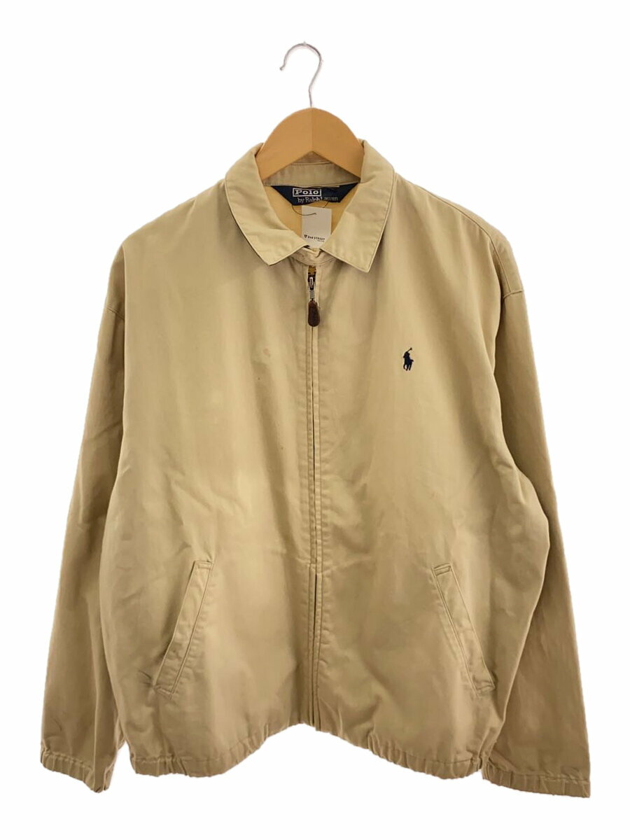 【中古】POLO RALPH LAUREN◆80s/三角タグ/スウィングトップ/ハリントンジャケット/M/コットン/BEG/無地【メンズウェア】