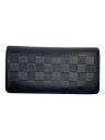 【中古】LOUIS VUITTON◆ポルト・フォイユ・ブラザ_ダミエ・アンフィニ_BLK/レザー/BLK/レディース【服飾雑貨他】