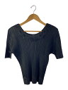【中古】PLEATS PLEASE ISSEY MIYAKE◆半袖カットソー/3/ポリエステル/BLK/無地/pp53-jk122【レディースウェア】