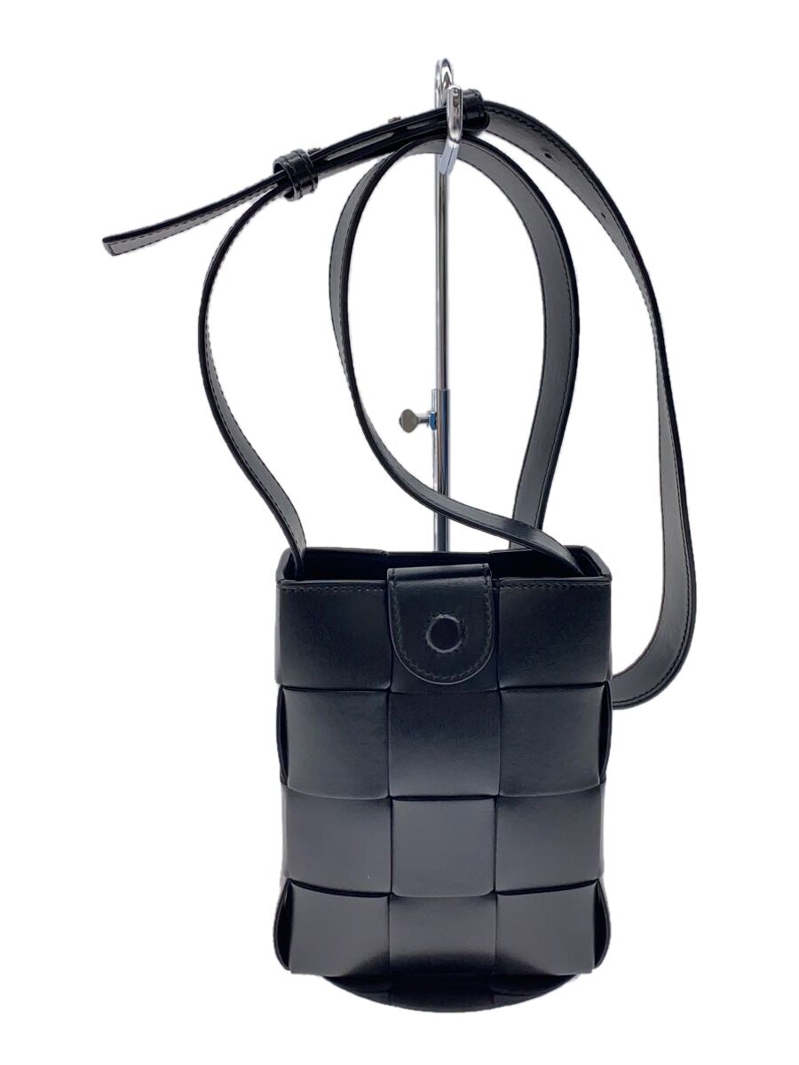 【中古】BOTTEGA VENETA◆ボッテガヴェネタ/ショルダーバッグ/レザー/BLK/無地【バッグ】