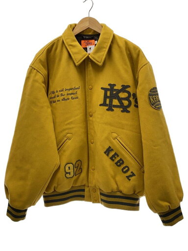 【中古】Keboz◆MELTON VARSITY JACKET/スタジャン/L/ウール/イエロー/黄色【メンズウェア】 【中古】Keboz◆MELTON VARSITY JACKET/スタジャン/L/ウール/イエロー/黄色【メンズウェア】