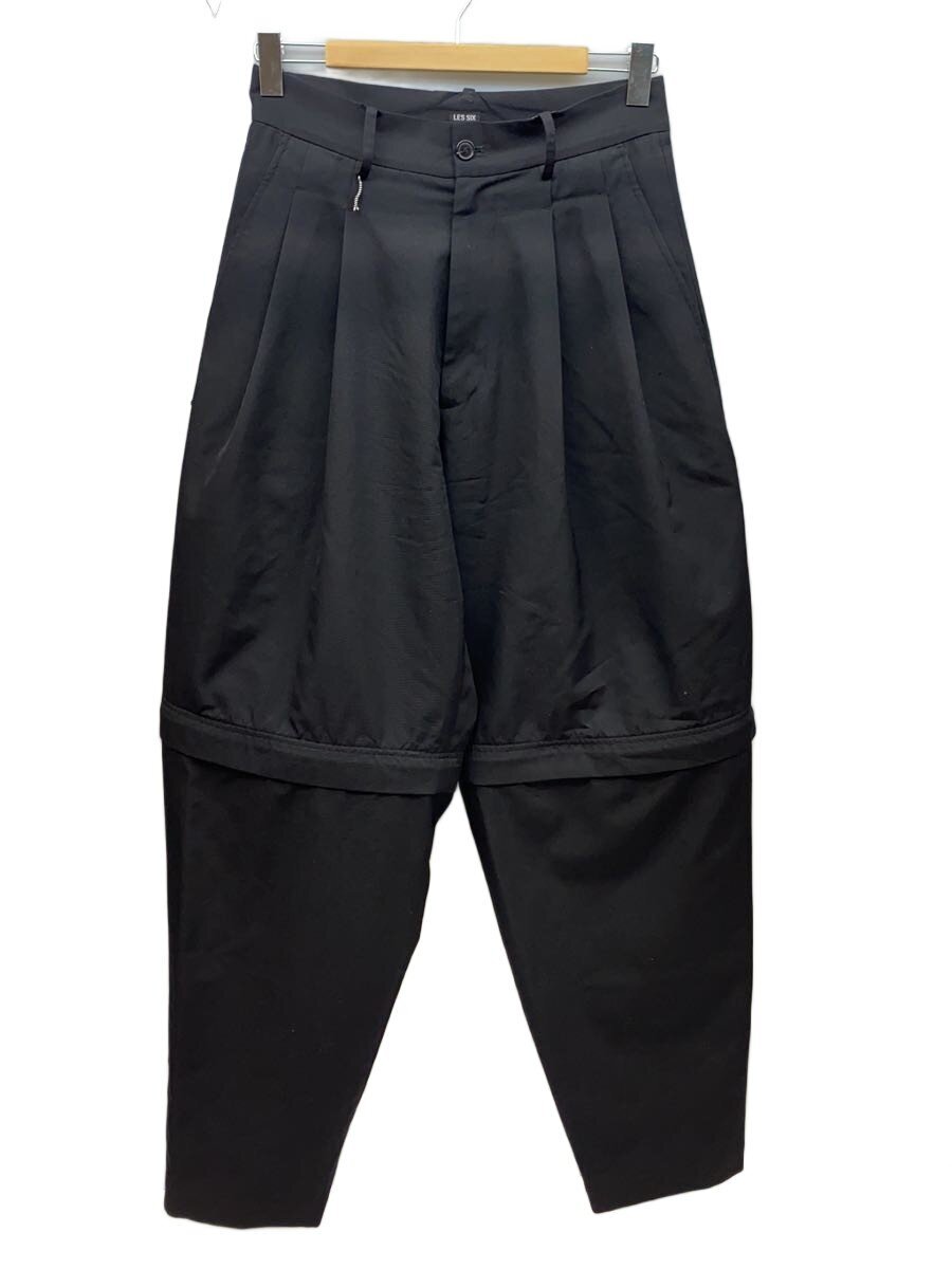 LES SIX◆2WAY/2タックスラックス/ストレートパンツ/1/ウール/BLK/sjutton-6-tkzp