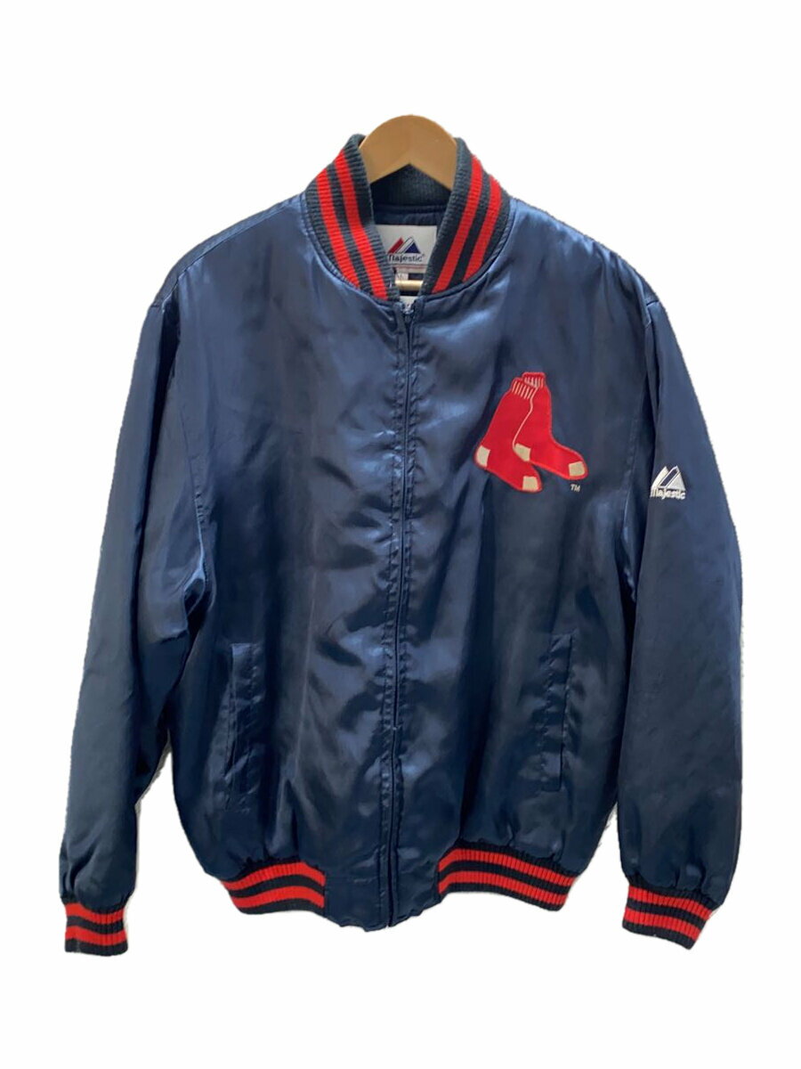 【中古】Majestic◆スタジャン/L/ポリエステル/NVY/無地/MLB75054S【メンズウェア】