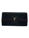 【中古】LOUIS VUITTON◆ポルト・フォイユ・カプシーヌ_パルナセア_BLK/牛革/BLK/無地/メンズ【服飾雑貨他】