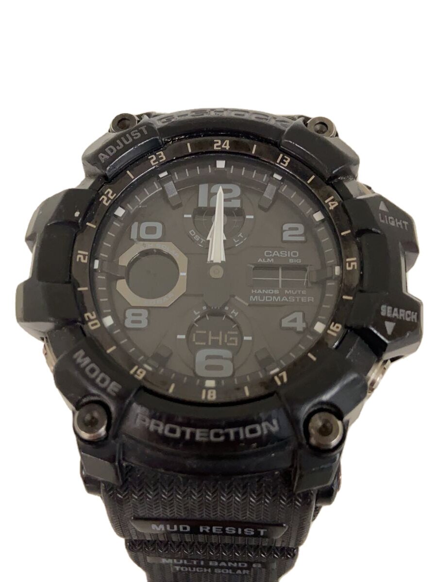 【中古】CASIO◆ソーラー腕時計/アナログ/ラバー/BLK/BLK/SS/GWG-100/1A MUDMASTER【服飾雑貨他】