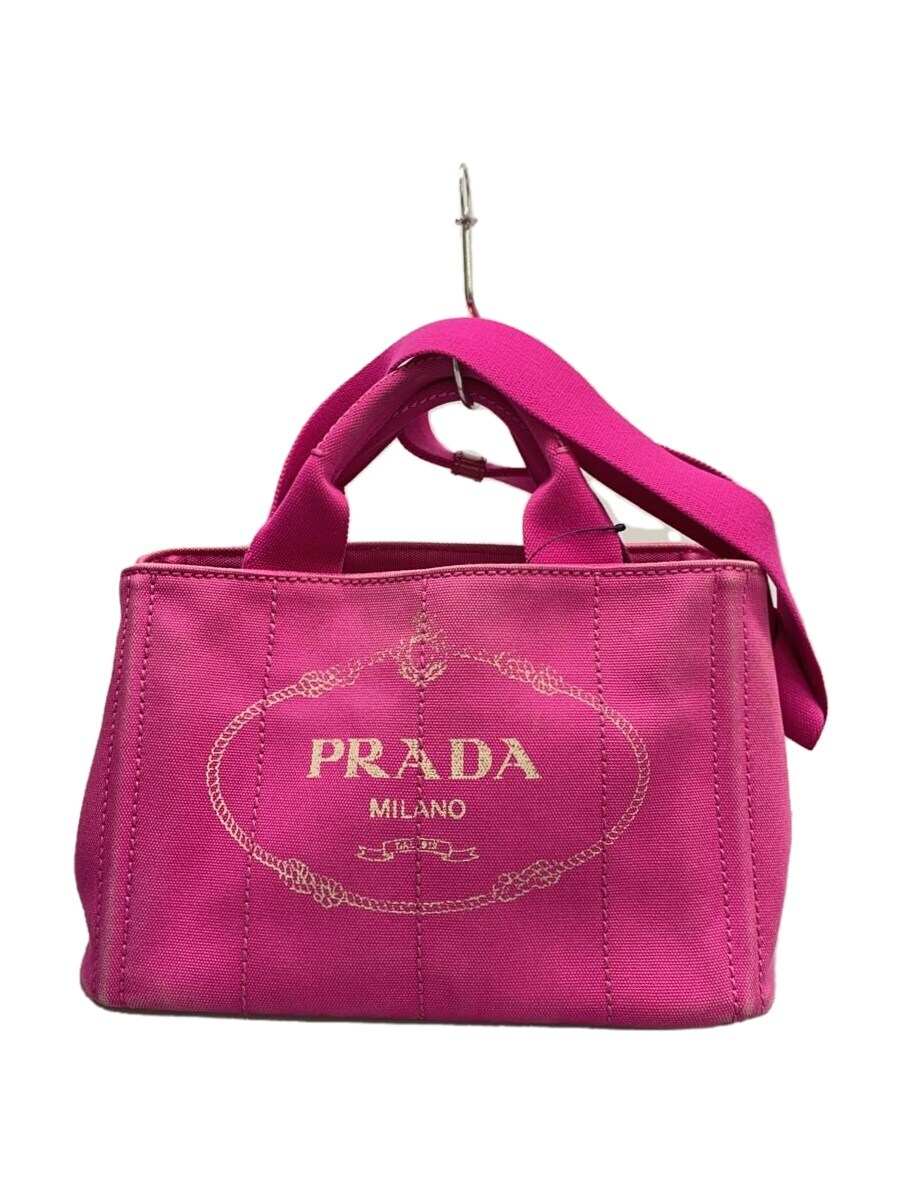 【中古】PRADA◆トートバッグ/キャンバス/PNK【バッグ】