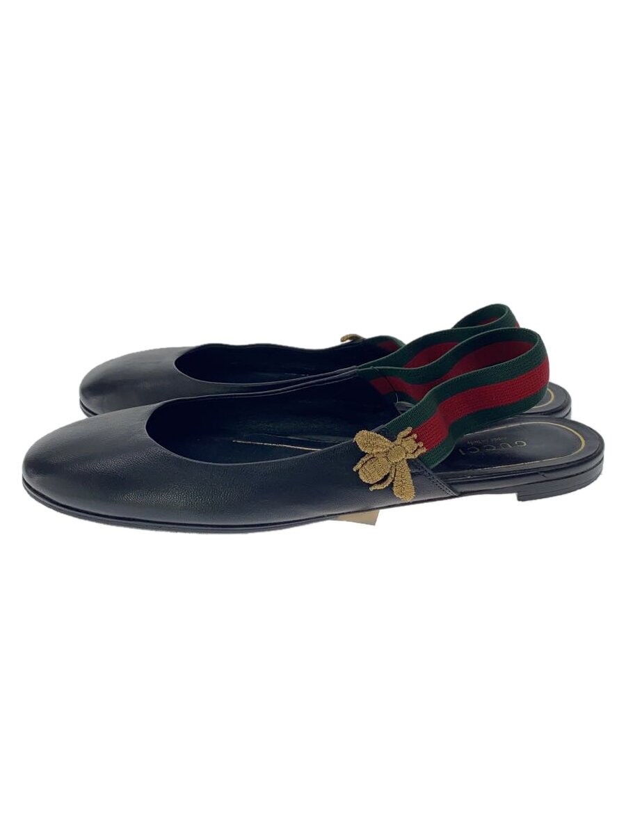 【中古】GUCCI◆サンダル/37.5/BLK/レザー/414975【シューズ】