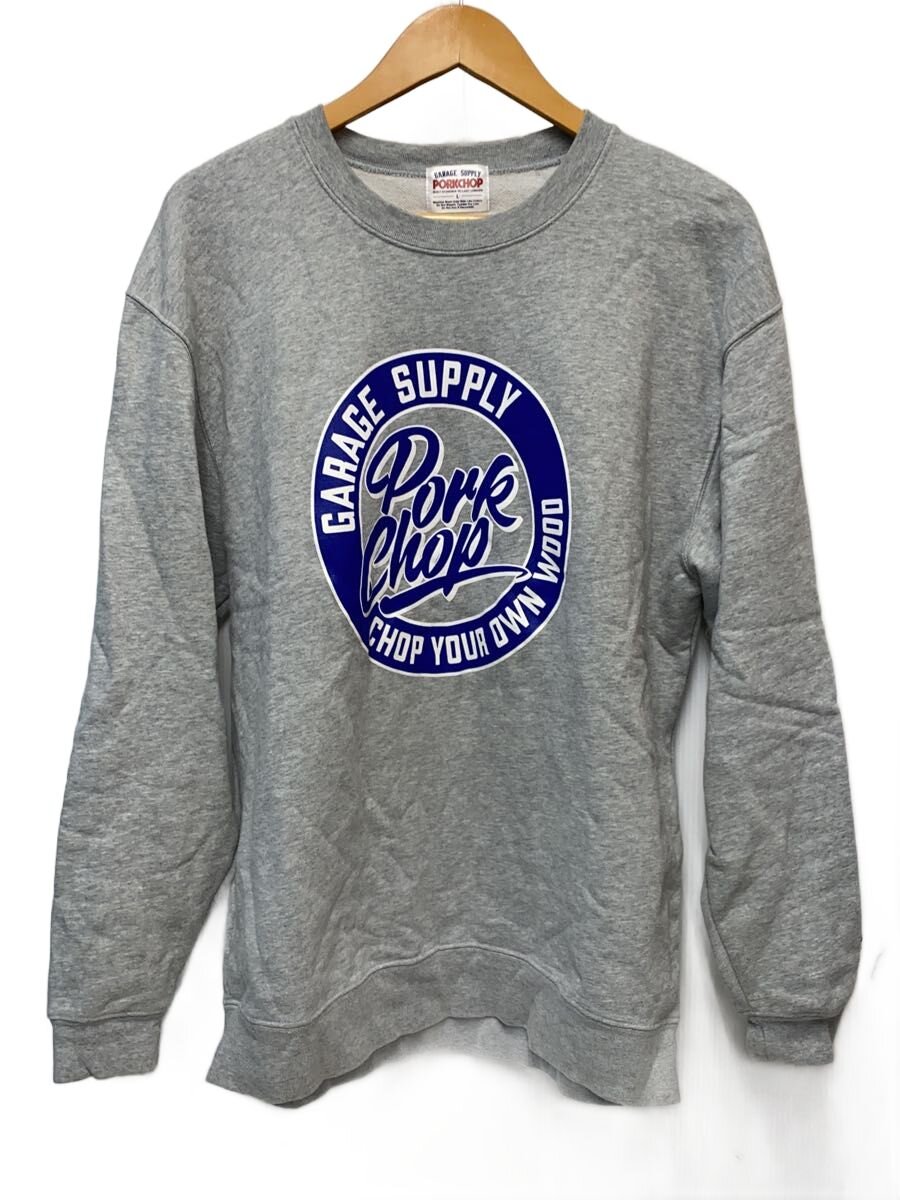 PORKCHOP◆スウェット/L/コットン/GRY/5769-01 PORKCHOP ポークチョップ LOGO PORKCHOP&frasl;WAVE PANTS（GRAY）［ウェーブロゴ ガレージサプライ