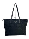 【中古】PRADA◆トートバッグ/ナイロン/BLK/無地【バッグ】