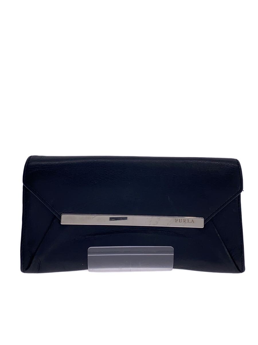 【中古】FURLA◆長財布/レザー/BLK/メ�