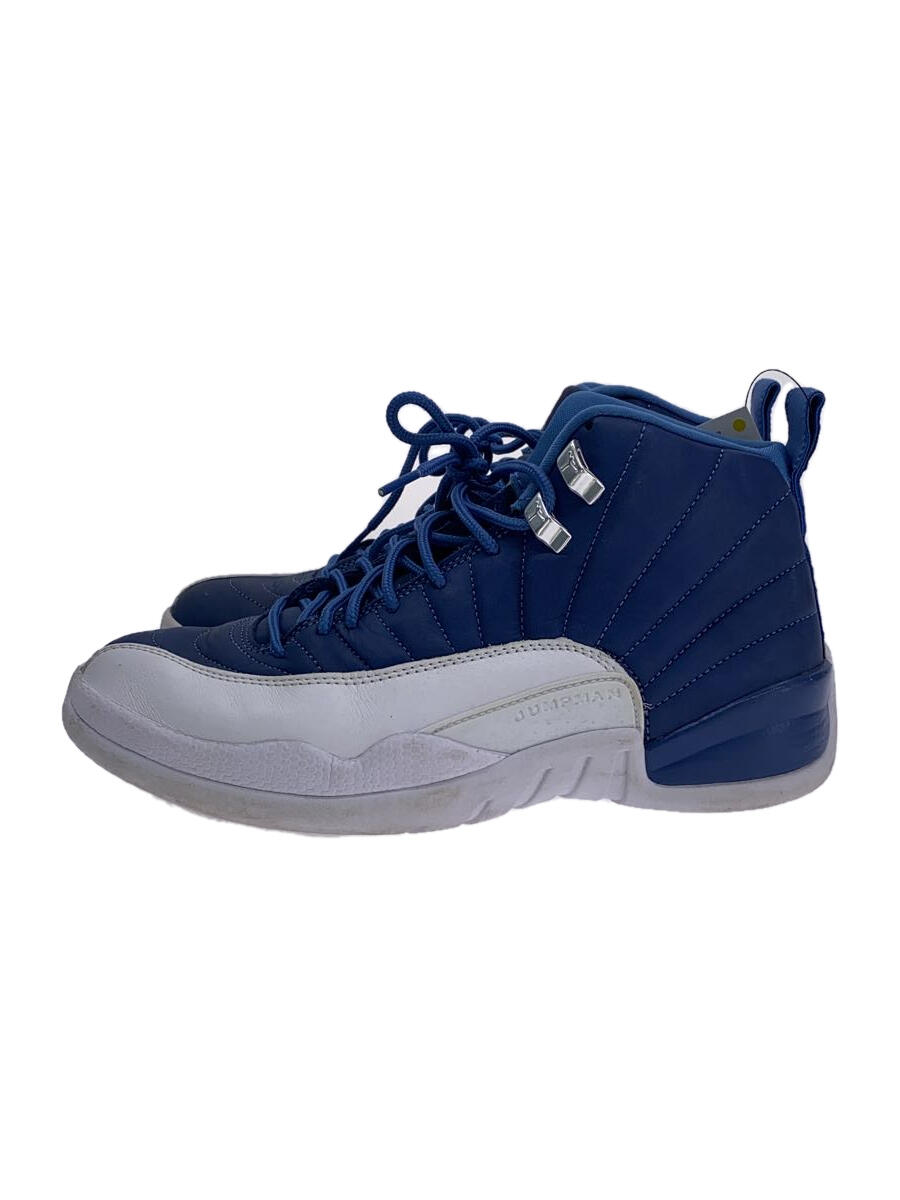 【中古】NIKE◆AIR JORDAN 12 RETRO_エアジョーダン12 レトロ/26cm/BLU/レザー【シューズ】