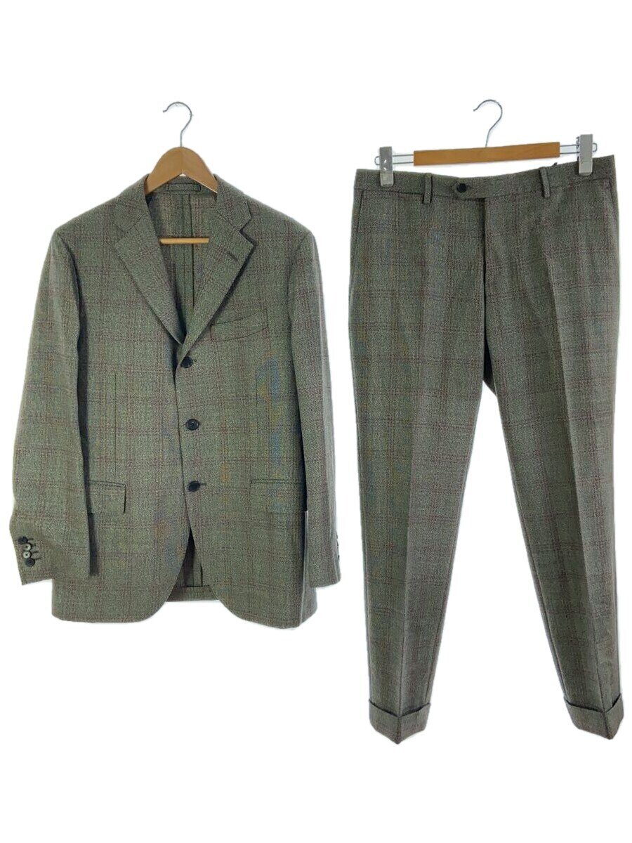 【中古】LARDINI◆スーツ/セットアップ/50/ウール/GRY/グレー/チェック/39862【メンズウェア】