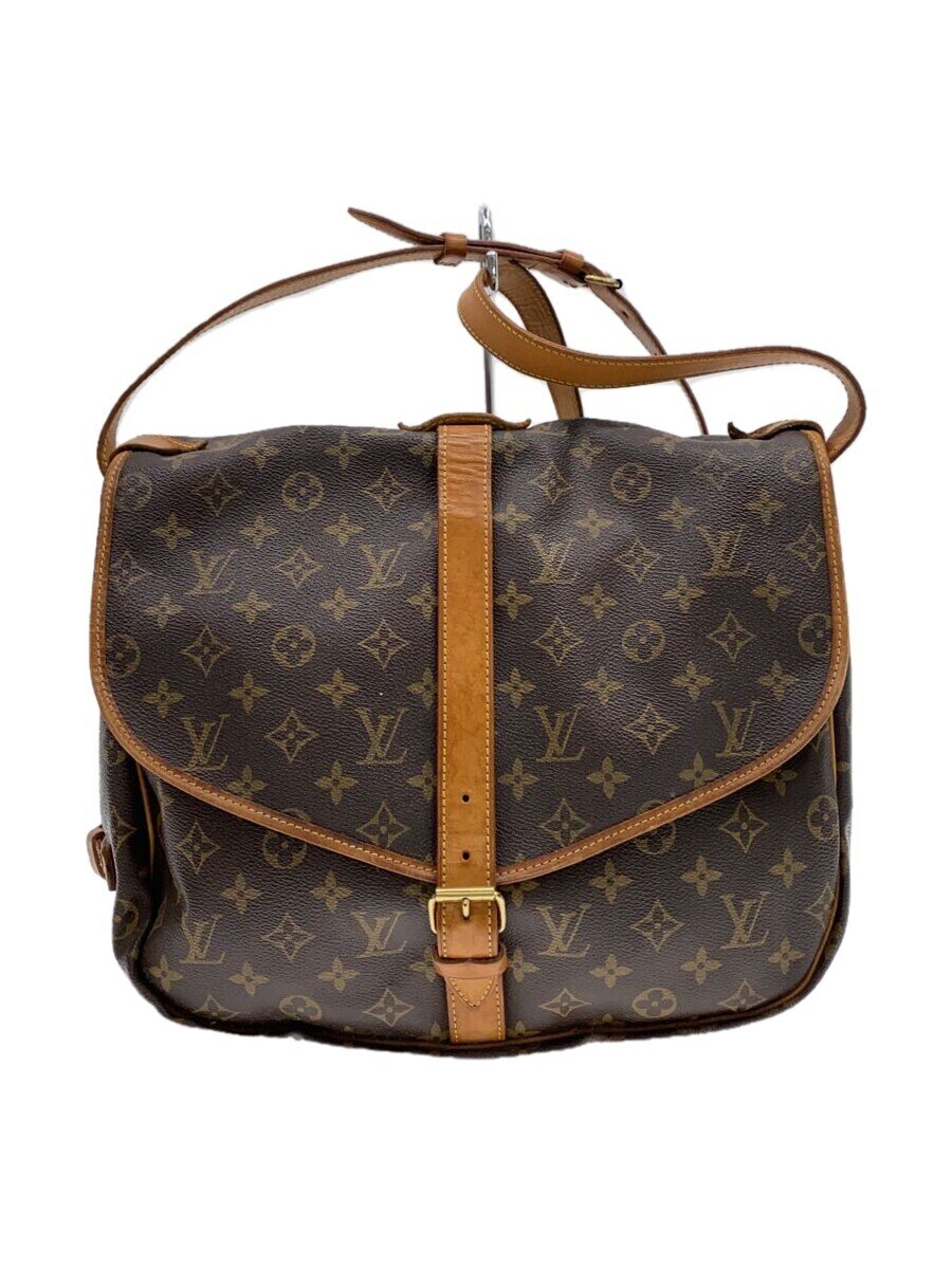 【中古】LOUIS VUITTON◆ソミュール35/ショルダーバッグ/モノグラム・キャンバス/キャンバス/M42254/旧型/ルイヴィトン【バッグ】