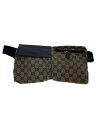 【中古】GUCCI◆ウエストバッグ_GGプラス/ポーチ/PVC/GGロゴ/GG柄/ブラウン/茶/イタリア製【バッグ】