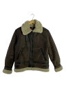 【中古】ALPHA INDUSTRIES◆ジャケット/M/フェイクレザー/BRW/無地/B-3/フェイクムートンフライトジャケット【メンズウェア】