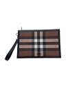 【中古】BURBERRY◆セカンドバッグ/レザー/ブラウン/チェック【バッグ】