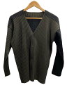 【中古】HOMME PLISSE ISSEY MIYAKE◆カーディガン(薄手)/2/ポリエステル/KHK/HP41JL034【メンズウェア】