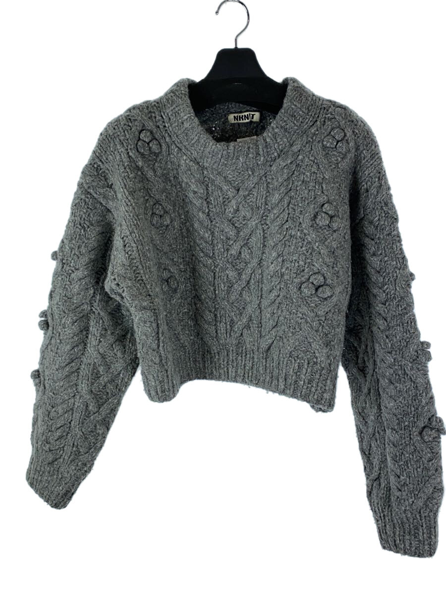 【中古】NKNIT◆ニット・セーター(厚手)/1/ウール/グレー/24Aw-N089【レディースウェア】